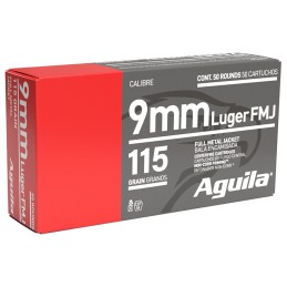 Aguila 1E097704 Target  Range Handgun 9mm Luger 115 gr Full Metal Jacket 50 Per Box 20 Case