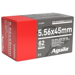 Aguila 1E556110 Target  Range Rifle 5.56x45mm NATO 62 gr Full Metal Jacket Boat Tail 50 Per Box 20 Case