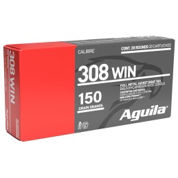 Aguila 1E308110 Target  Range Rifle 308 Win 150 gr Full Metal Jacket Boat Tail 20 Per Box 25 Case