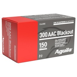 Aguila 1E300110 Target  Range Rifle 300 Blackout 150 gr Full Metal Jacket Boat Tail 50 Per Box 20 Case