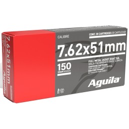 Aguila 1E762110 Target  Range Rifle 7.62x51mm NATO 150 gr Full Metal Jacket Boat Tail 20 Per Box 25 Case