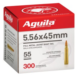 Aguila 1E556126 Target  Range Rifle 5.56x45mm NATO 55 gr Full Metal Jacket Boat Tail 300 Per Box 4 Case