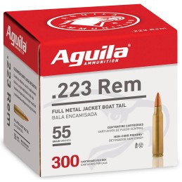 Aguila 1E223108 Target  Range Rifle 223 Rem 55 gr Full Metal Jacket 300 Per Box 4 Case