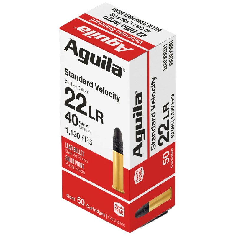 Aguila 1B220332 Standard Rimfire 22 LR 40 gr Lead Solid Point 50 Per Box 40 Case