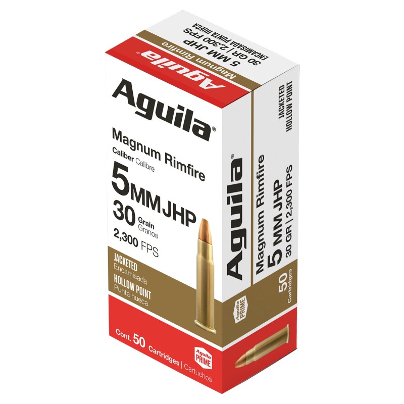 Aguila 1B222405 Target  Range Rimfire 5mm Rem Rimfire Mag 30 gr Semi Jacketed Hollow Point 50 Per Box 20 Case