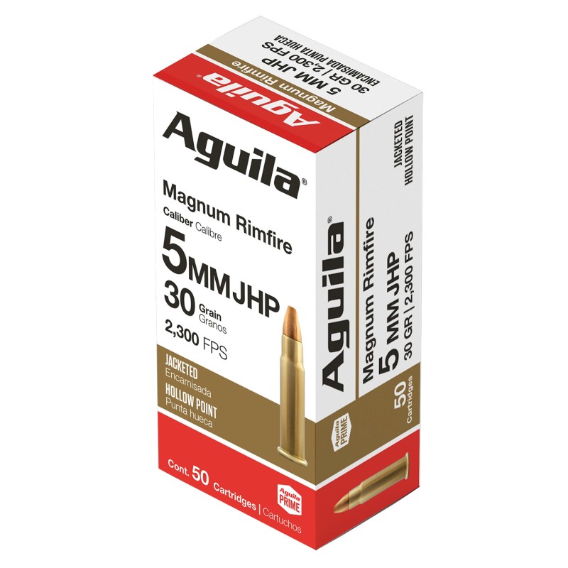 Aguila 1B222406 Target  Range Rimfire 5mm Rem Rimfire Mag 30 gr Jacket Hollow Point 50 Per Box 20 Case