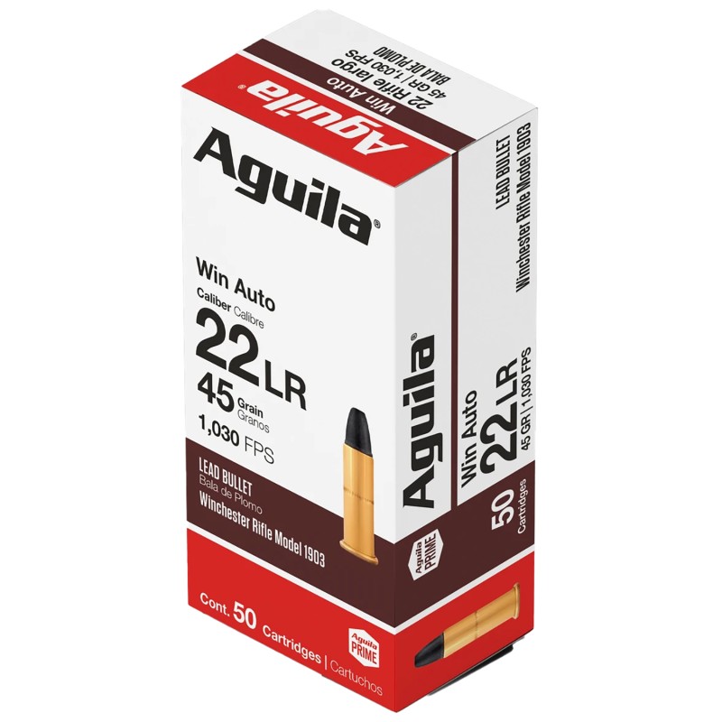 Aguila 1B220504 Target  Range Rimfire 22 Win 45 gr Lead Round Nose 50 Per Box 100 Case