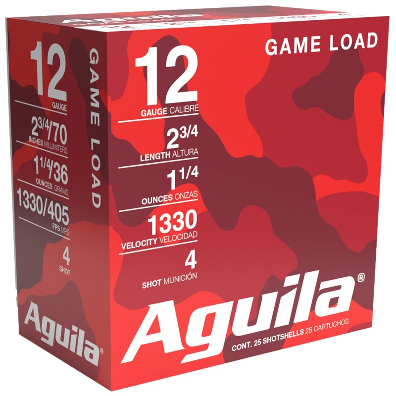 Aguila 1CHB1204 Birdshot High Velocity 12 Gauge 2.75 1 14 oz 4 Shot 25 Per Box 10 Case