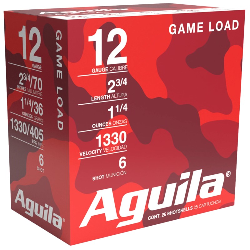 Aguila 1CHB1206 Birdshot High Velocity 12 Gauge 2.75 1 14 oz 6 Shot 25 Per Box 10 Case