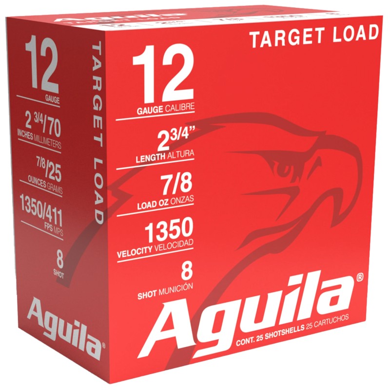 Aguila 1CHB1252 Trap Load High Velocity 12 Gauge 2.75 78 oz 8 Shot 25 Per Box 10 Case