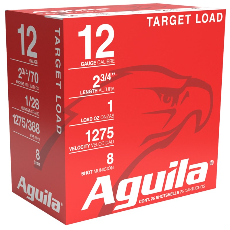 Aguila 1CHB1328 Target Load Competition 12 Gauge 2.75 1 oz 8 Shot 25 Per Box 10 Case