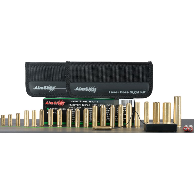 AimShot  Master Kit  MultiCaliber Bore Sight with Green 532nM Laser  Uses 2 AAA Batteries for Rifles Batteries Not Included