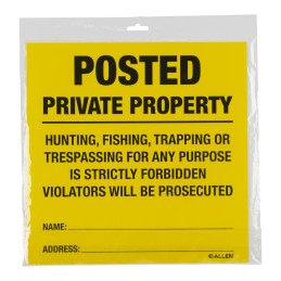 ALLEN 15824 POSTED NO TRESPASSING SIGN 12 PK