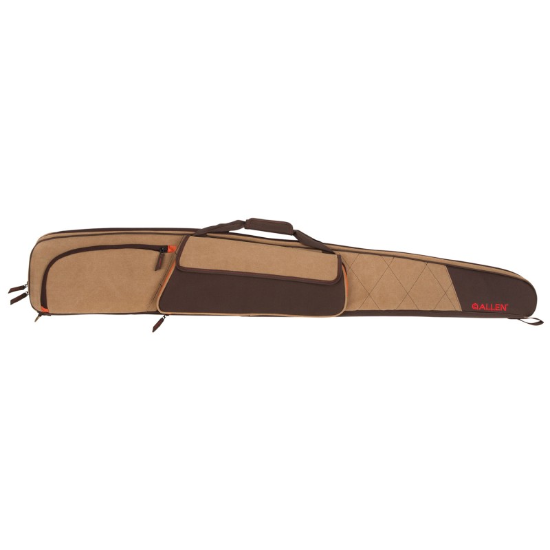 Allen 82152 Humbolt  Shotgun Case 52 Tan Cotton Canvas wEndura Brown Panels Pockets Quilted Interior  Lockable Zipper Includes C