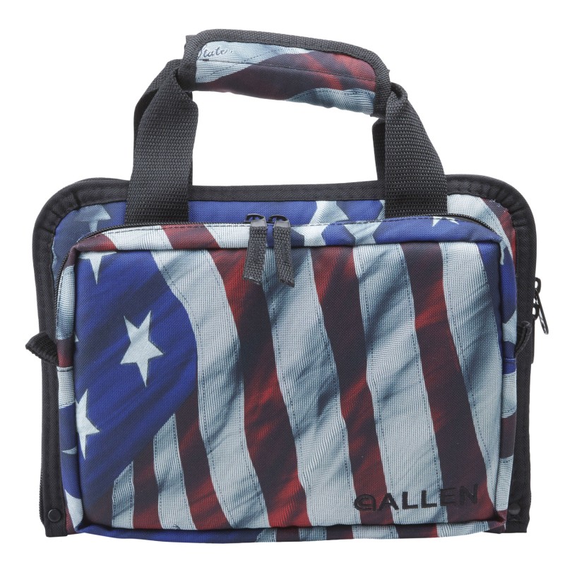 Allen 7609 Victory Duplex Handgun Case Victory Stars  Stripes Endura wBlack Trim Foam Padding  Lockable Zipper Holds up to 2 Han