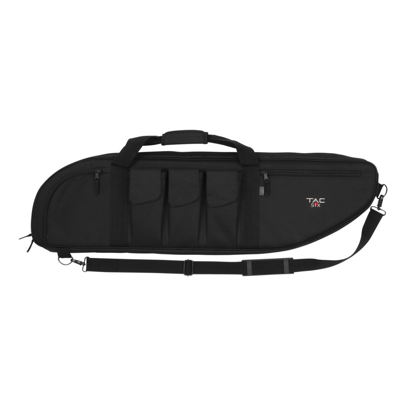 Tac Six 10928 Batallion Tactical Rifle Case with 3 Mag Pockets Front  Rear Accessory Pockets Detachable Shoulder Strap  Black Fi