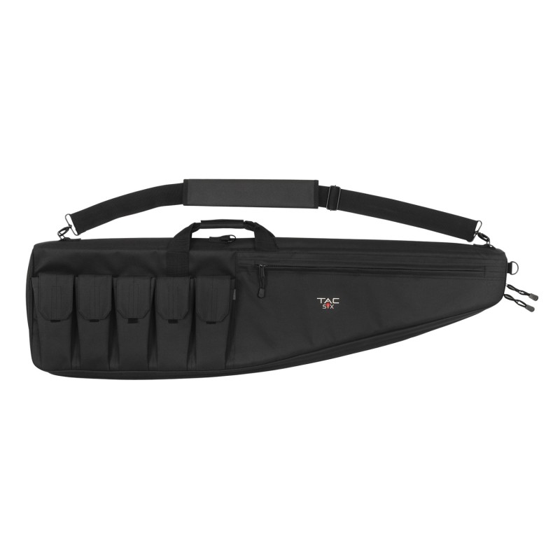 Tac Six 10931 Duty Tactical Rifle Case made of Endura with Black Finish Lockable Zippers Adjustable Mag Pockets Padded Internal 