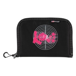 Girls With Guns 9075 Love  made of Polyester with Black Finish Pink Love Graphic Foam Padding  Lockable Zipper 10.50 L x 7.50 W 