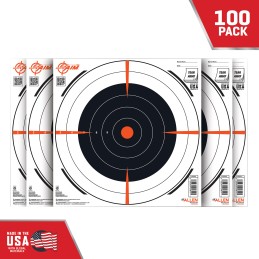 EZAim 15334100 Shooting Target  Bullseye Paper Hanging 12 x 12 BlackWhite 100 Per Pack