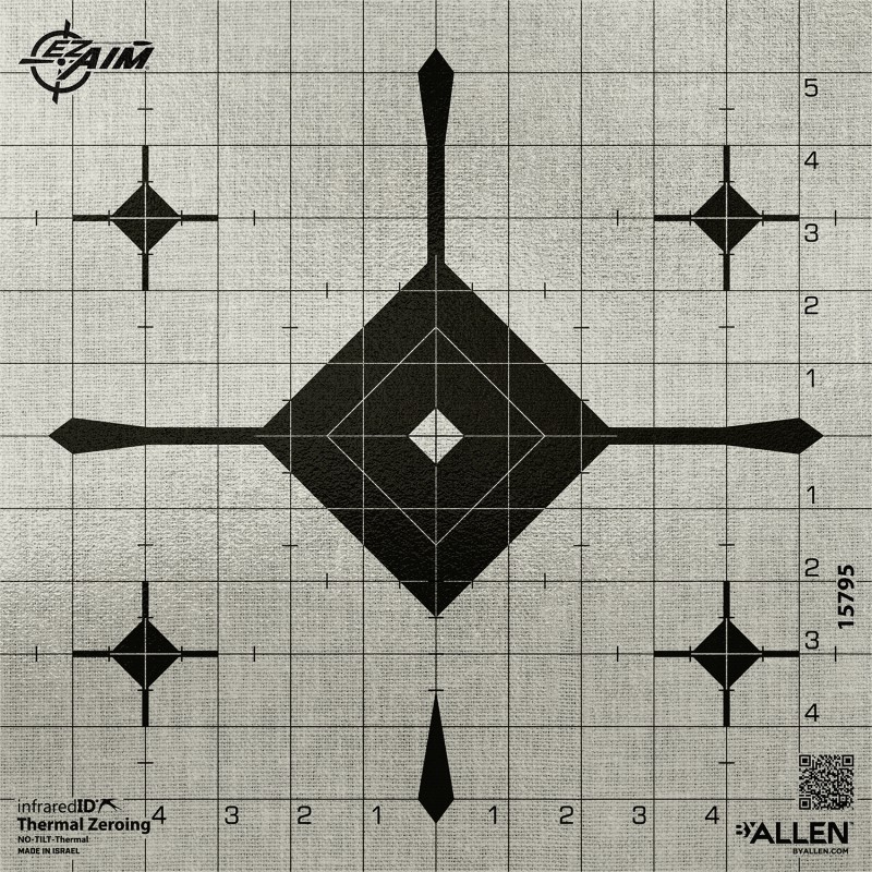 Allen 15795 EZAim Thermal ID Grid Bullseye Paper 12 x 12 Gray 12 Targets