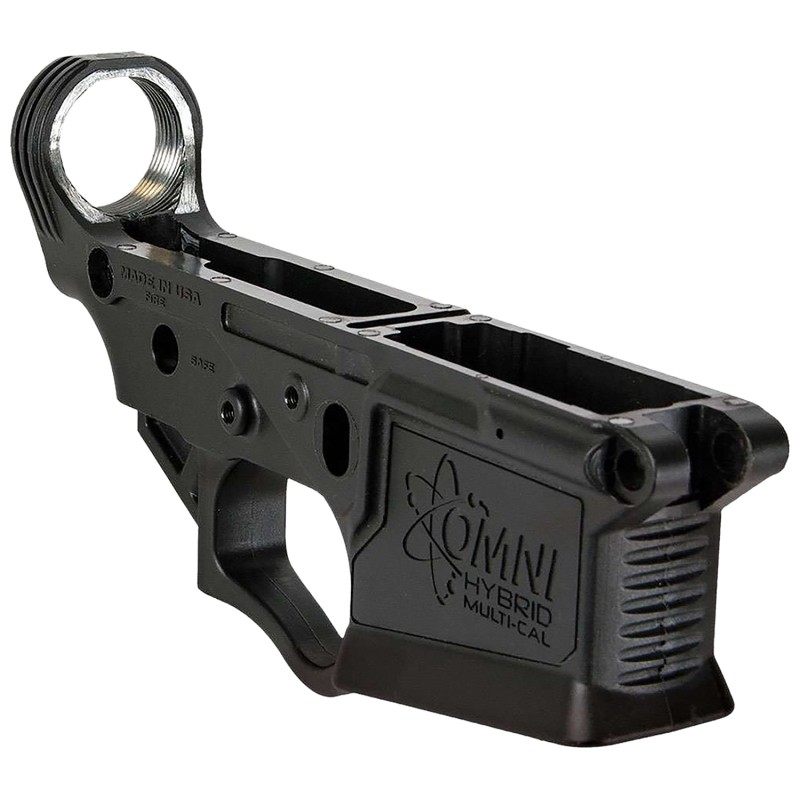 ATI ATIGLOW200 Omni Hybrid Stripped Lower MultiCaliber Black Anodized Finish Polymer Material with MilSpec Dimensions for AR15