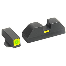 AmeriGlo GL615 CAP Sight Set for Glock  Black  Green Tritium with Lumigreen Outline Front Sight with Black LumiGreen Rear Sight