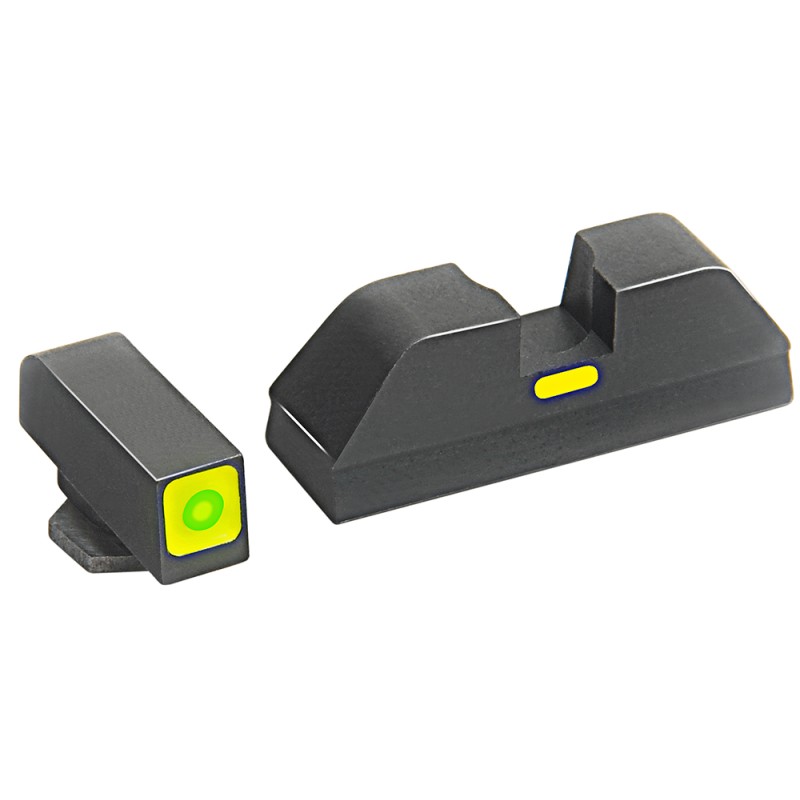 AmeriGlo GL615 CAP Sight Set for Glock  Black  Green Tritium with Lumigreen Outline Front Sight with Black LumiGreen Rear Sight