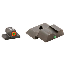 AmeriGlo SW245 iDot Sight Set for Smith  Wesson MP Shield  Black  Green Tritium with Orange Outline Front Sight Green Tritium iD