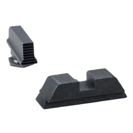 AmeriGlo GL429 Optic Compatible Sight Set for Glock  Black  XL Black with Serrated Front Sight XL Black Flat Rear Sight