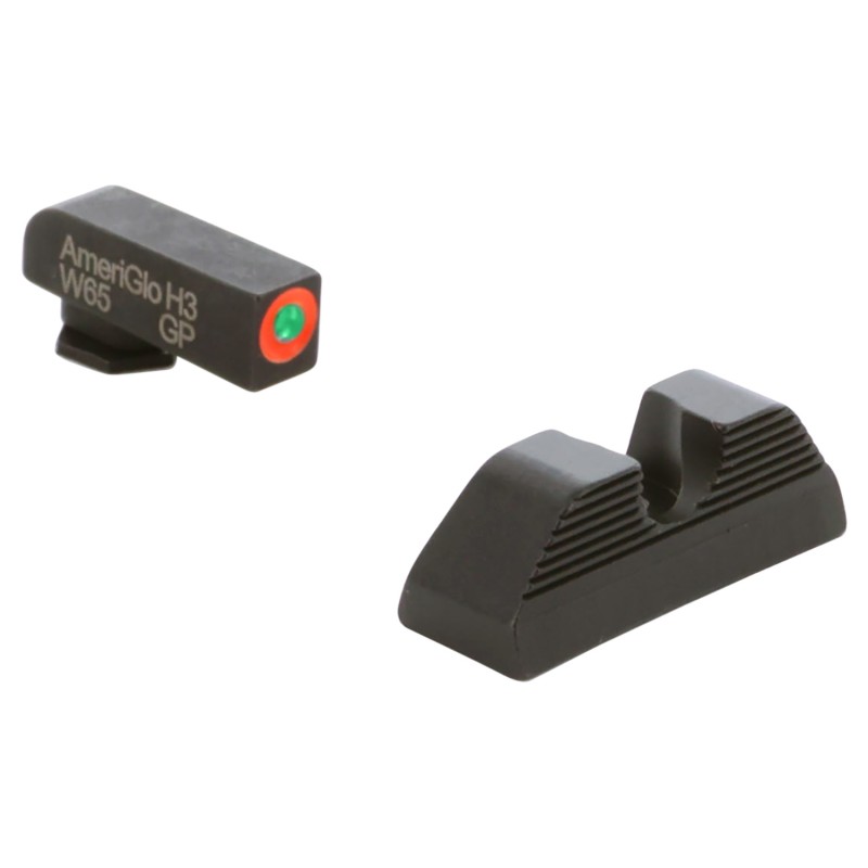 AmeriGlo GL351 Protector Sight Set for Glock  Black  Green Tritium with Orange Outline Front Sight Black Rear Sight