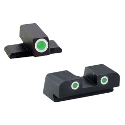 AmeriGlo XD191 Classic Tritium Sight Set for Springfield Armory XD  Black  Green Tritium with White Outline Front and Rear