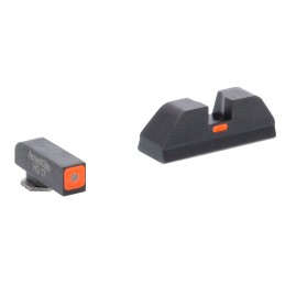 AmeriGlo GL616 CAP Sight Set for Glock  Black  Green Tritium with Orange Outline Front Sight Black Orange Line Rear Sight