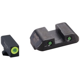 AmeriGlo GL822 Trooper Sight Set for Glock  Black  Green Tritium with Lumigreen Outline Front Sight Green Tritium with Black Out