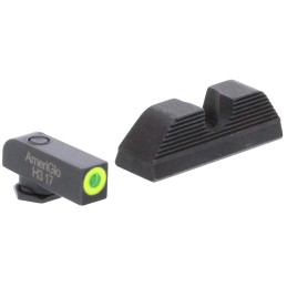 AmeriGlo GL354 Protector Sight Set for Glock  Black  Green Tritium with Lumigreen Outline Front Sight Black Rear Sight