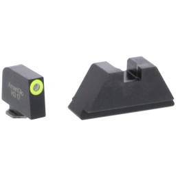 AmeriGlo GL611 Optic Compatible Sight Set for Glock  Black  XL Tall Green Tritium with Lumigreen Outline Front Sight XL Tall Bla