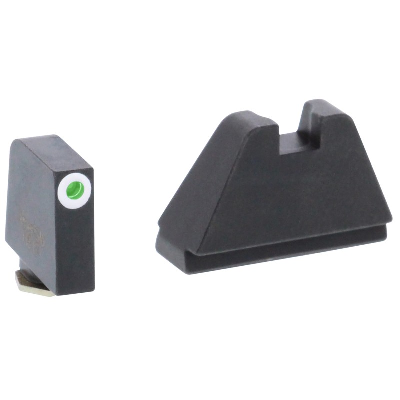 AmeriGlo GL482 Optic Compatible Sight Set for Glock  Black  5XL Tall Green Tritium with White Outline Front Sight 5XL Tall Black