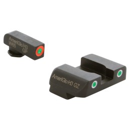 AmeriGlo GL241 Spartan Sight Set for Glock  Black  Green with Orange Outline Front Sight Green Tritium with White Outline Rear S