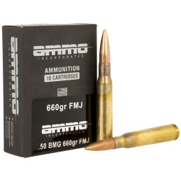 Ammo Inc 50BMG660FMJA10 Incorporated  50 BMG 660 gr Full Metal Jacket 10 Per Box 5 Case