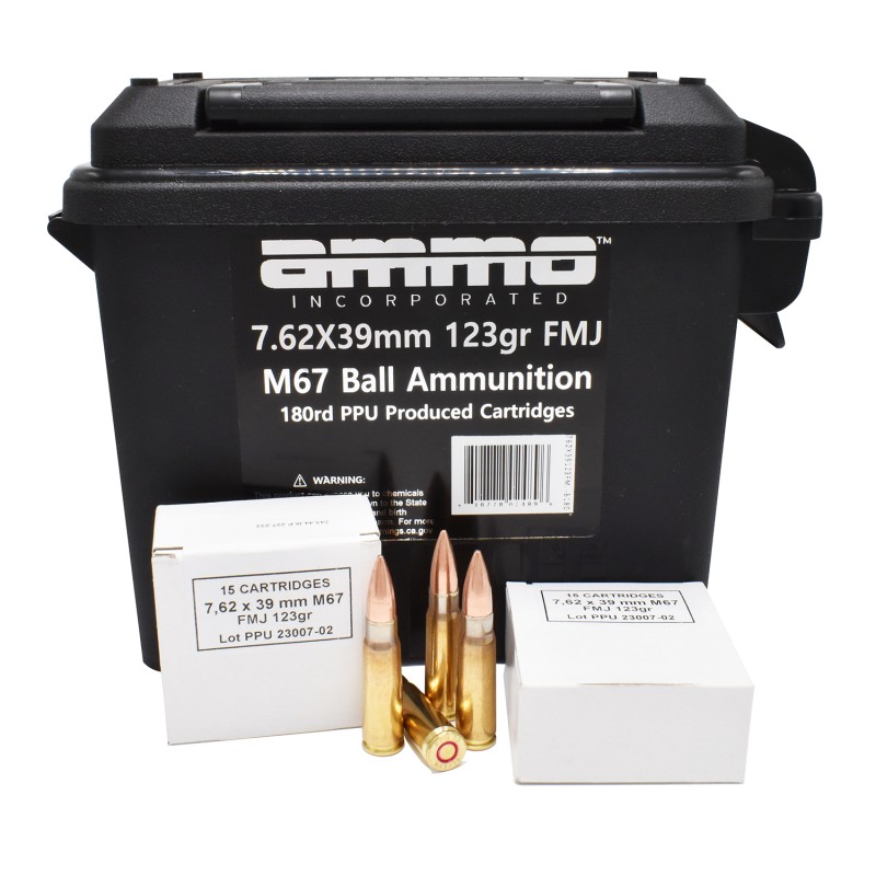 Ammo Inc 762X39123FMJB180   7.62x39mm 123 gr Full Metal Jacket 180rds