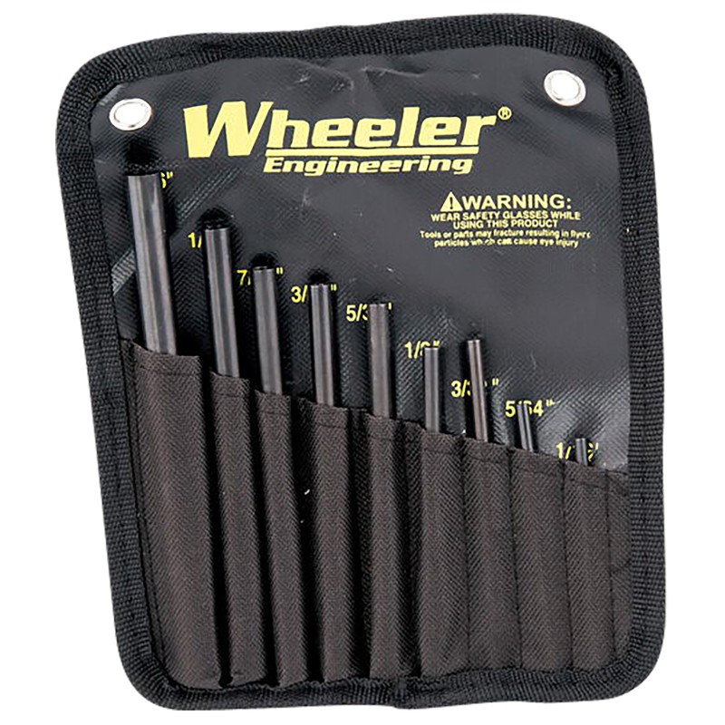 Wheeler 710910 Roll Pin Punch Set Starter Set BlackYellow Steel Knurled Handle 9 Pieces