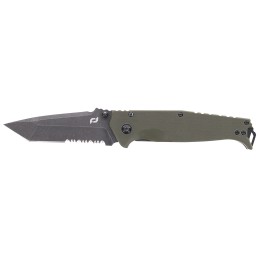 Schrade 1159324 Melee  3.50 Folding Tanto Part Serrated Dark Stonewash D2 Steel Blade 4.50 OD Green G10SS Handle