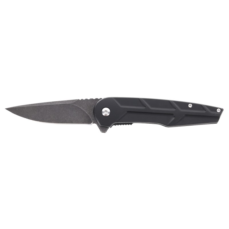 Schrade 1159329 Reckon  3.25 Folding Drop Point Plain Dark Stonewash D2 Steel Blade 4.40 Black Aluminum Handle