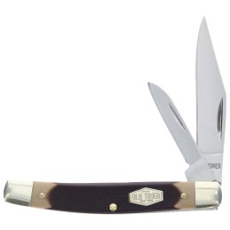 Old Timer 1179231 Middleman Jack 2.50 1.70 Folding ClipSheepsfoot Plain Stainless Steel Blade BlackTan Sawcut Bone Handle