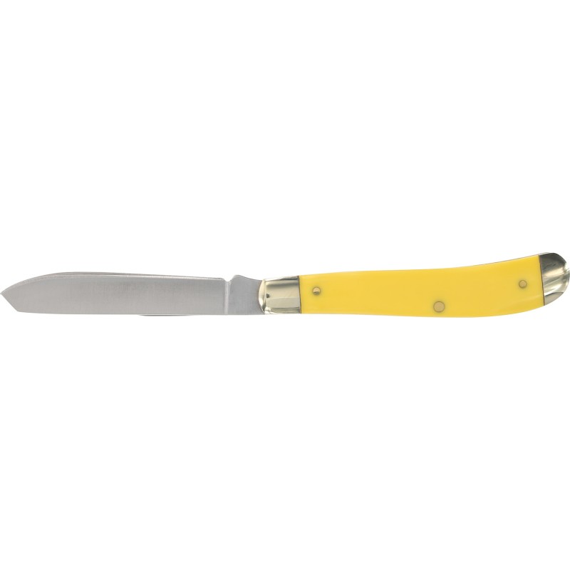 Old Timer 1180011 Gunstock Trapper 3 Plain Stainless Steel Blade Yellow