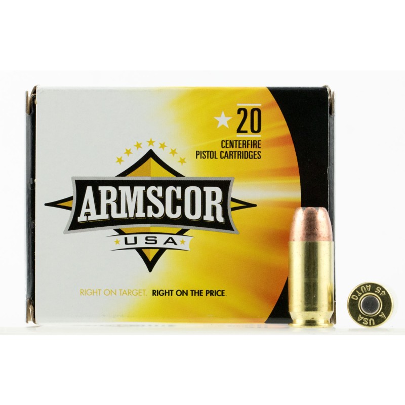 Armscor AC45A10N USA  45 ACP 230 gr Jacket Hollow Point 20 Per Box 25 Case