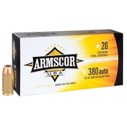 Armscor FAC3803N USA  380 ACP 95 gr Jacket Hollow Point 20 Per Box 25 Case