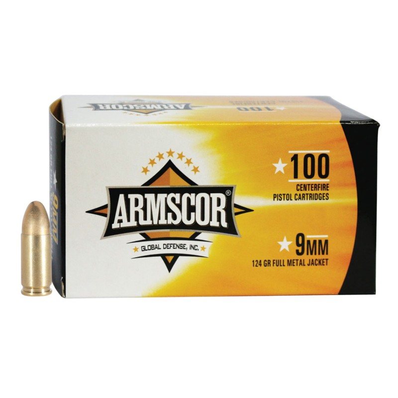 Armscor 50445 Precision Value Pack 9mm Luger 124 gr Full Metal Jacket 100 Per Box 12 Case