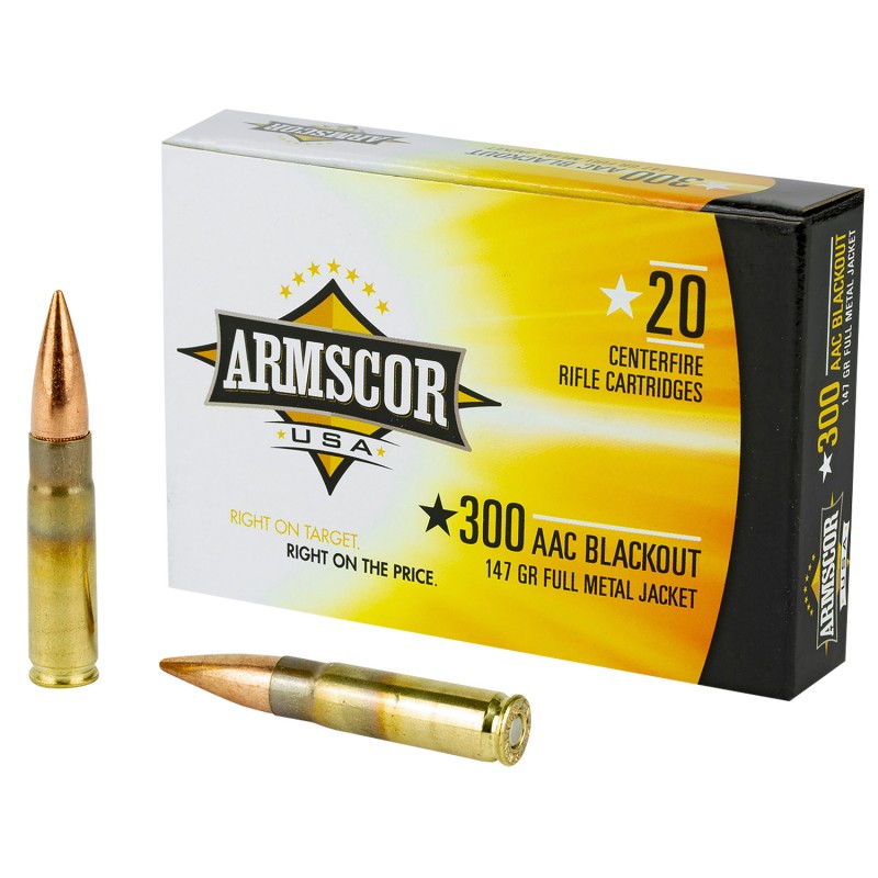 Armscor FAC300AAC1N USA  300 Blackout 147 gr Full Metal Jacket 20 Per Box 10 Case