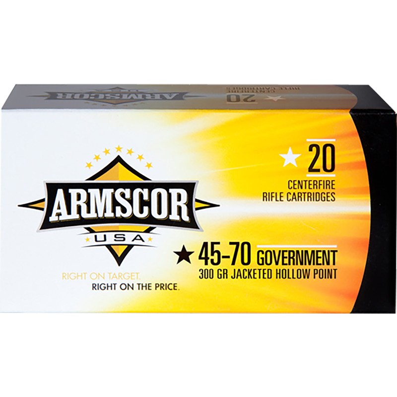 Armscor FAC4570300GR USA  4570 Gov 300 gr Jacket Hollow Point 20 Per Box 10 Case