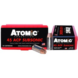 Atomic Ammunition 00439 Pistol Subsonic 45 ACP 250 gr Bonded Match Hollow Point 50 Per Box 10 Case